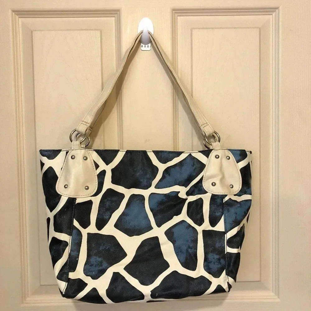 Vintage Crackle print beige green Women purse shoulder bag medium size